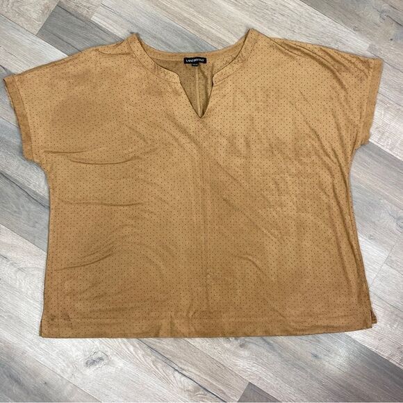 Lane‎ Bryant Perforated Microfiber V Neck Short Sleeve Shirt Tan 18 20 - Picture 6 of 10